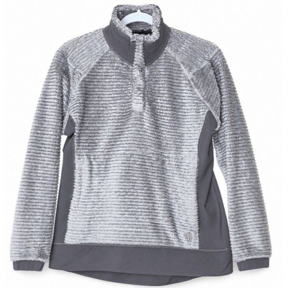Mountain Hardwear Pullover L Gray Polartec Fleece Snap Neck Gorpcore Hiking Cozy